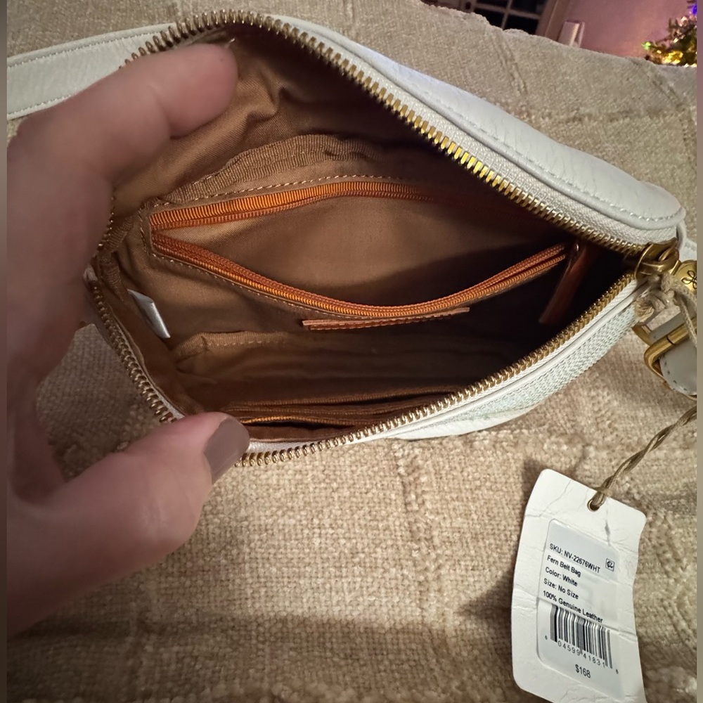 HOBO Cream Leather/ multi color striped / Gold hardware Crossbody / Fanny pack - Picture 6 of 9